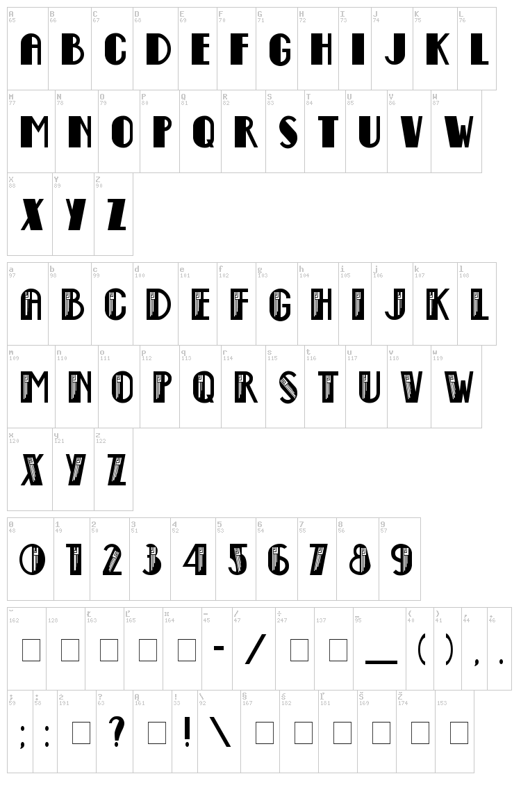 Empire State Deco font map